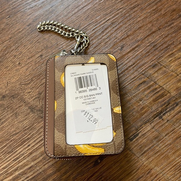NWT Coach CR833 Zip Card Case In Signature Canvas With Banana Print - Picture 2 of 6